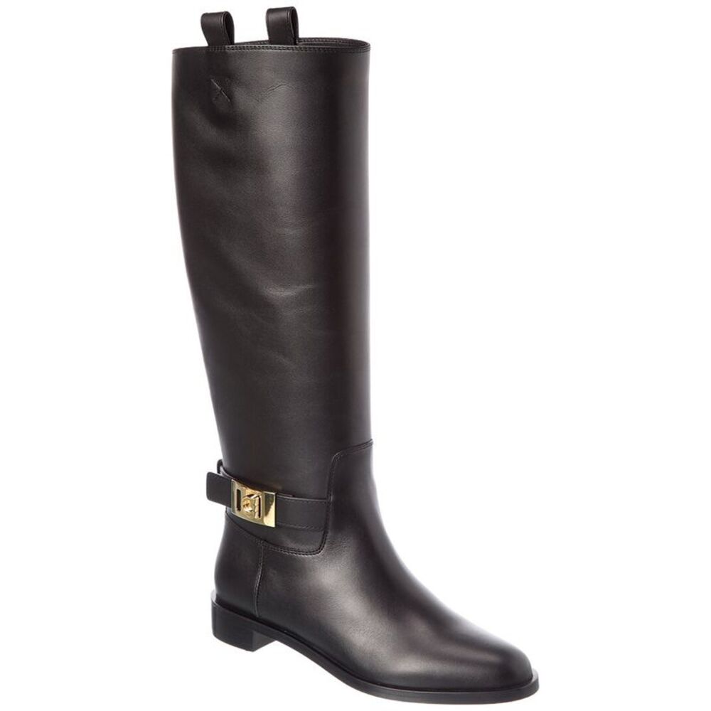 Ferragamo Zakia Leather Knee-High Boot, Black